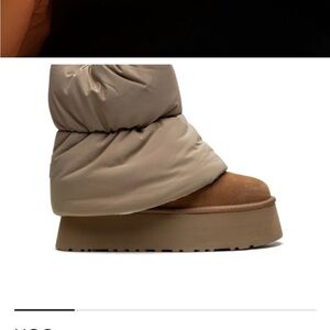 UGG Puffy Gray and Tan Boots